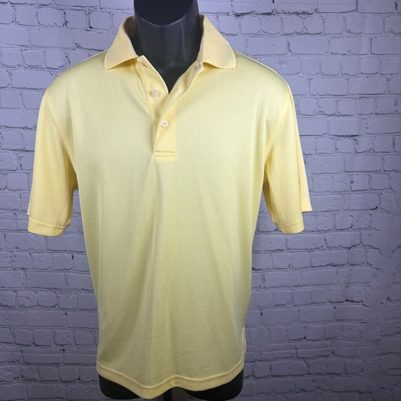 PGA Tour Other - PGA Tour Mens Small Yellow Short Sleeve Polyester Mesh Golf Polo Shirt 0015